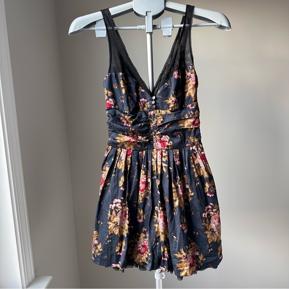 VTG Free People Cabbage Rose Petticoat Mini Dress 2 | Y2K Whimsygoth Boho Grunge